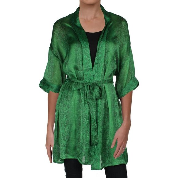 NWT BCBGMAXAZRIA SNAKE PRINT WRAP KIMONO  M/L - Picture 1 of 5